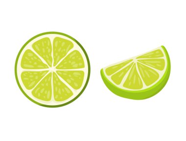 Kireç. Düz vektör, clipart illüstrasyonu beyaz arkaplanda izole edildi.