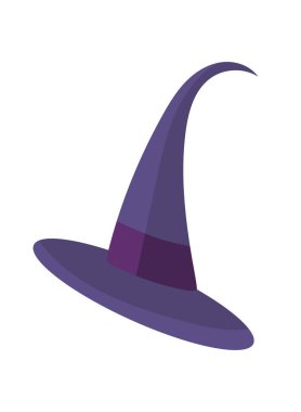 Sihirli Cadı Şapkası, Cadılar Bayramı. Düz vektör, clipart illüstrasyonu beyaz arkaplanda izole edildi.