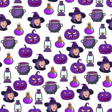 Cadılar Bayramı kusursuz. Düz vektör, clipart, izole edilmiş arkaplan ile illüstrasyon.
