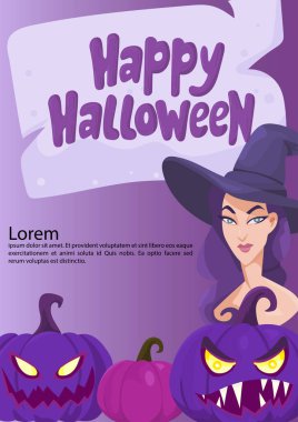 Cadılar Bayramı broşürleri. Düz vektör clipart, izole edilmiş arkaplan ile illüstrasyon.