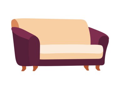 Kanepe. Düz vektör clipart, izole edilmiş arkaplan ile illüstrasyon.