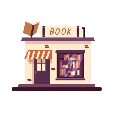 Kitapçı. Düz vektör clipart, izole edilmiş arkaplan ile illüstrasyon.