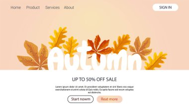 Poster, afiş, web sitesi, reklam için sonbahar. Düz vektör clipart, izole edilmiş arkaplan ile illüstrasyon.