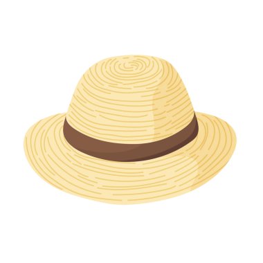 Hasır şapka. Düz vektör clipart, izole edilmiş arkaplan ile illüstrasyon.