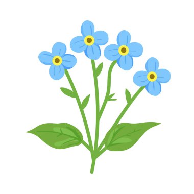 Unutma beni çiçeğim. Düz vektör clipart, izole edilmiş arkaplan ile illüstrasyon.
