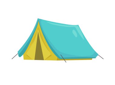 Kamp çadırları, orman gezileri. Düz vektör clipart, izole edilmiş arkaplan ile illüstrasyon.