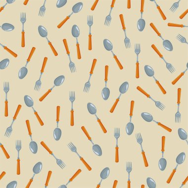 Çatal ve kaşık izi yok. Düz vektör clipart, izole edilmiş arkaplan ile illüstrasyon.