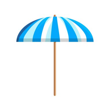 Güneş koruması için şemsiye. Düz vektör clipart, izole edilmiş arkaplan ile illüstrasyon.