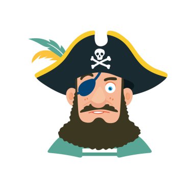 Korsan. Düz vektör clipart, izole edilmiş arkaplan ile illüstrasyon.