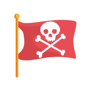 Korsan Bayrağı. Düz vektör clipart, izole edilmiş arkaplan ile illüstrasyon.