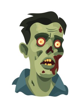 Cadılar Bayramı için zombiler. Düz vektör clipart, izole edilmiş arkaplan ile illüstrasyon.