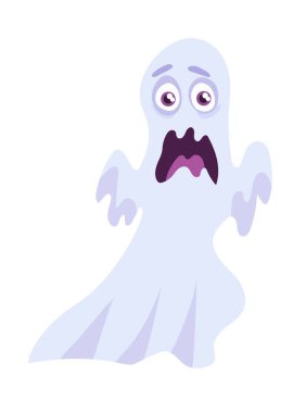 Ürkütücü Cadılar Bayramı Hayaletleri. Düz vektör clipart, izole edilmiş arkaplan ile illüstrasyon.