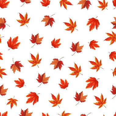 Akçaağaç yaprağı dikişsiz desen. Düz vektör clipart, izole edilmiş arkaplan ile illüstrasyon.