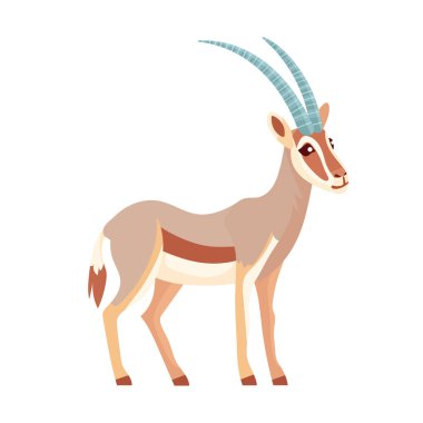 Şirin ceylan. Düz vektör clipart, izole edilmiş arkaplan ile illüstrasyon.