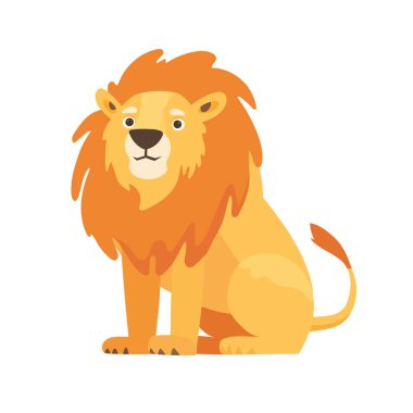 Şirin Aslan. Düz vektör clipart, izole edilmiş arkaplan ile illüstrasyon.