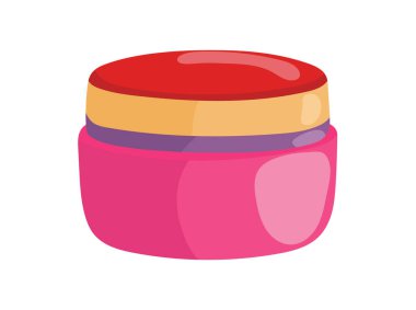 Kavanozda ya da yamalarda yüz kremi. Düz vektör clipart, izole edilmiş arkaplan ile illüstrasyon.