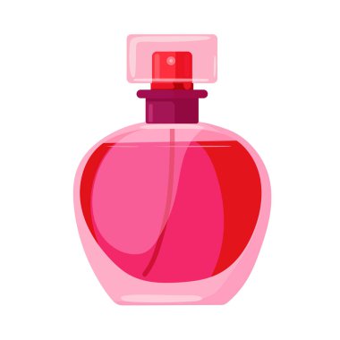 Pembe parfüm. Düz vektör clipart, izole edilmiş arkaplan ile illüstrasyon.