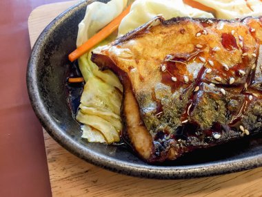 Pilav, ızgara balık sosu, Saba balık teriyaki sosu, Japonya gıda ile ızgara Saba