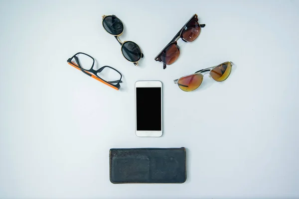 Mano Usando Teléfono Móvil Concepto Compras Línea Aislado Blanco — Foto de Stock