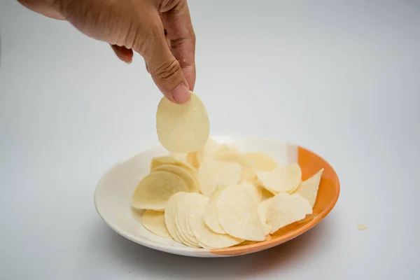 Knapperige Aardappelchips Gebakken Aardappelpuree — Stockfoto