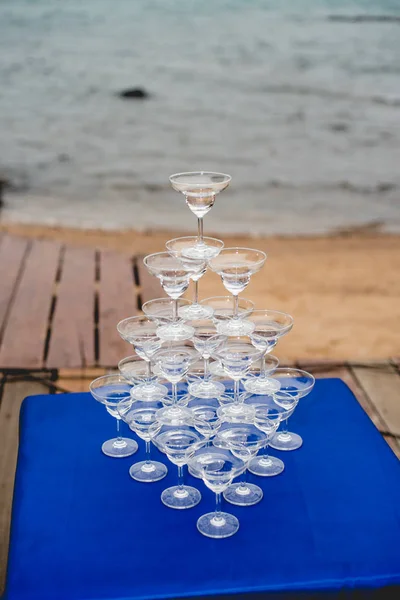 tower of champagne glass in wedding, wedding ceremony