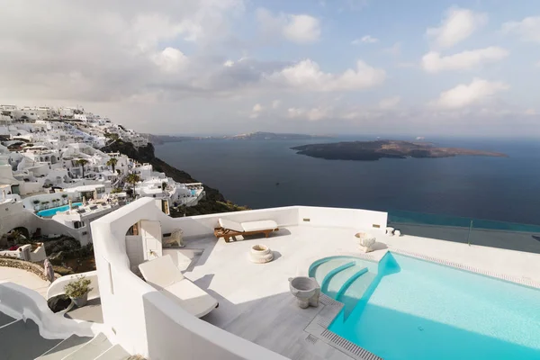 Santorini Sziget Görögország 2018 Május Kilátás Nyílik Égei Tengerre Firostefani — Stock Fotó