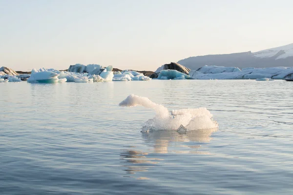 Pieza Hielo Forma Cisne Flotando Derritiéndose Laguna Jokulsarlon Islandia — Foto de Stock