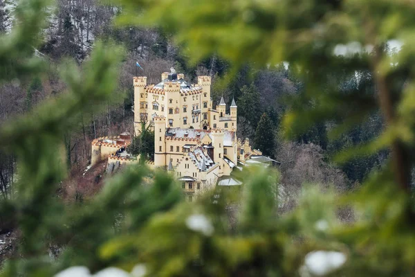 Schwangau Germania Dicembre 2018 Vista Invernale Sul Castello Hohenschwangau Vicino — Foto Stock