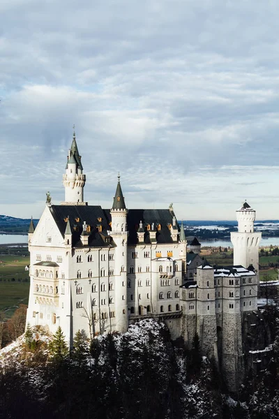 Schwangau Duitsland December 2018 Winter Uitzicht Slot Neuschwanstein Dichtbij Beierse — Stockfoto