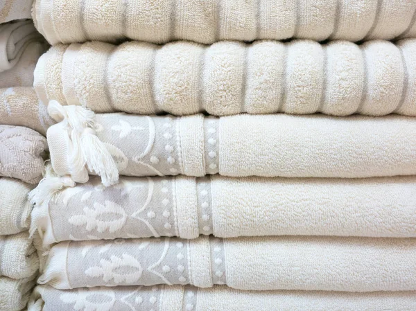 Background texture of Pile of colorful clean towels — Stock Photo, Image