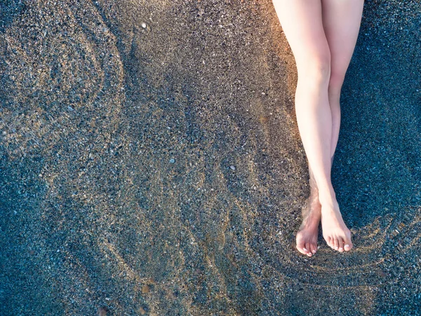 Foot on the beach , top view — Stock Photo, Image