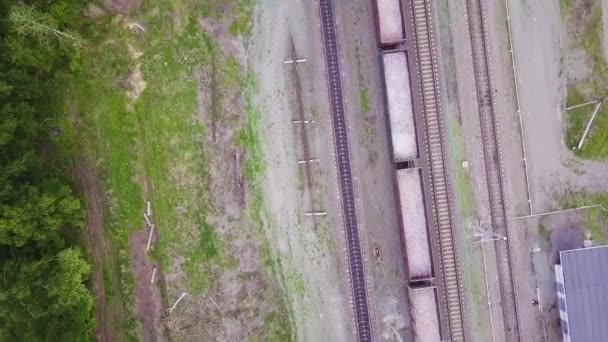 Aerial Footage Video Train Train Tracks — Stock Video