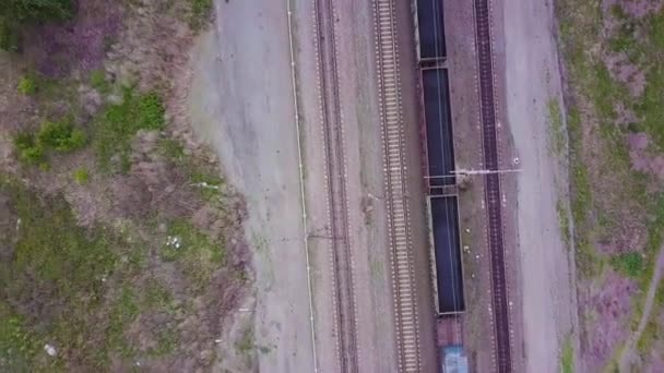 Filmagem Aérea Vídeo Trilhas Trem Trem — Vídeo de Stock