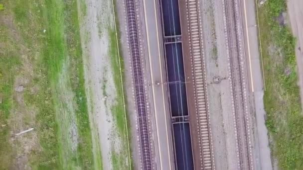 Aerial Footage Video Train Train Tracks — Stock Video