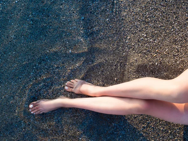 Foot on the beach , top view — Stock Photo, Image