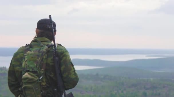 Francotirador Mira Distancia Para Ajustar Rifle Hombro Svd — Vídeo de stock