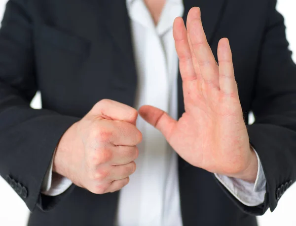 Hombre Negocios Con Kung Chino Hombre Negocios Luchar Contra Oponente — Foto de Stock