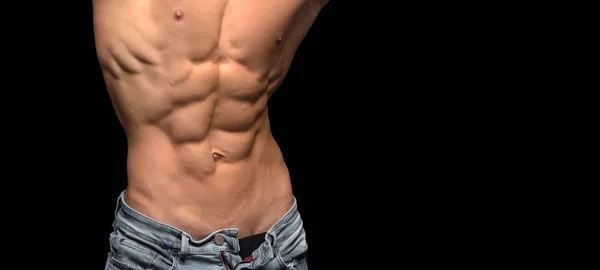 健康的な筋肉の上半身裸の男の側の肖像 — ストック写真