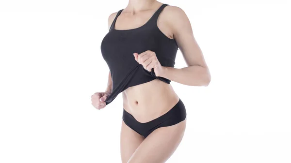 Hermoso Cuerpo Femenino Forma Ropa Interior Aislada Sobre Fondo Blanco — Foto de Stock