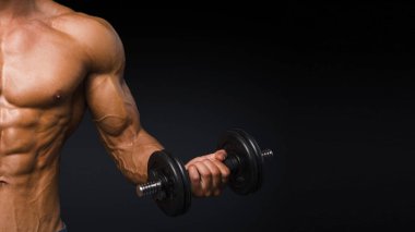 etmek tutarak ve kaslı kollarını gösterilen Avrupa Beyaz atletik bir adam. pazı için egzersiz yapan erkek.