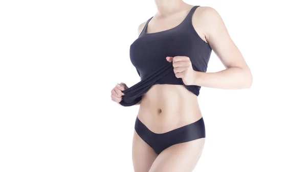 Siyah zayıflama beyaz arka plan üzerinde izole iç çamaşırı kadın vücut — Stok fotoğraf