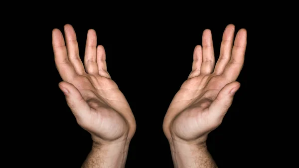 Manos de una oración sobre fondo oscuro. Imagen recortada — Foto de Stock