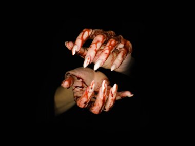 Erkek eller kan, korkunç zombi eller, zombi tema, Cadılar Bayramı kavramı siyah arka plan üzerine