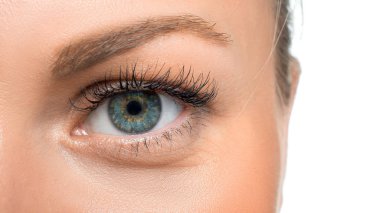 Womans göz - yakın fotoğraf. Görme konsepti.