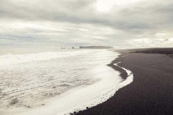 stock image landscape of the black beach of Vik on a cloudy day