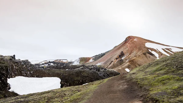 Landskap Öken Länderna Vulkaniskt Ursprung Den Vid Landmannalaugar Island — Stockfoto