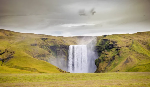 Panorama Majestic Skogafoss Waterfall Iceland — Stock Photo, Image