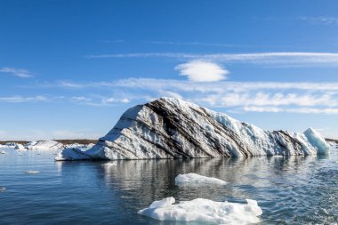 jokulsarlon İzlanda mavi lagün yüzer icebergs Panoraması