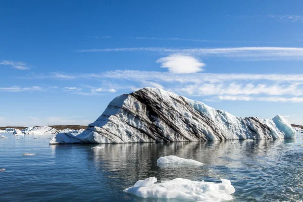 Panorama Des Icebergs Flottant Dans Lagon Bleu Jokulsarlon Iceland — Photo