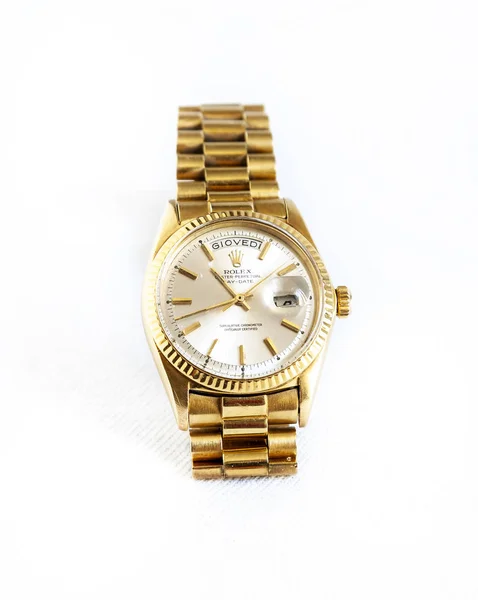 Rolex Oyster Perpetual Day- Date watch on white background — Stock Photo, Image